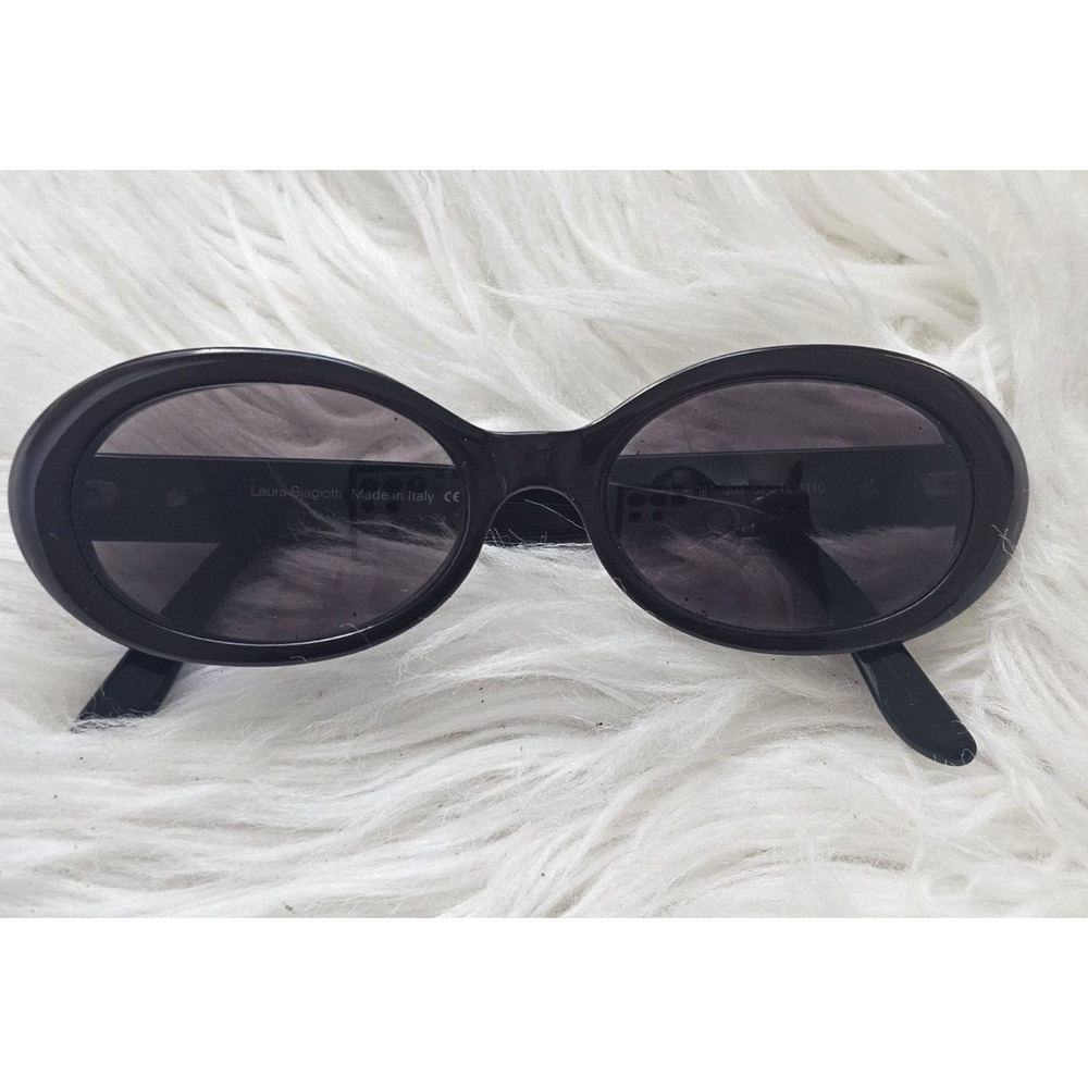 Vintage Laura Biagotti Women's Oval Visibilia Black Sunglasses LB 85092 300
